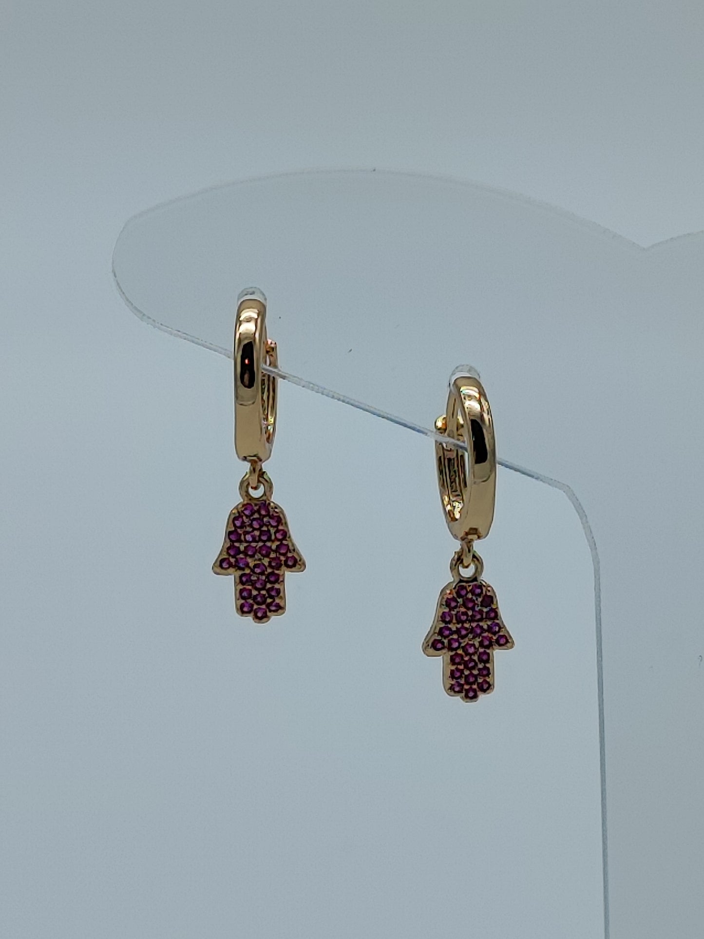 Arracadas manitas con cristales rosas