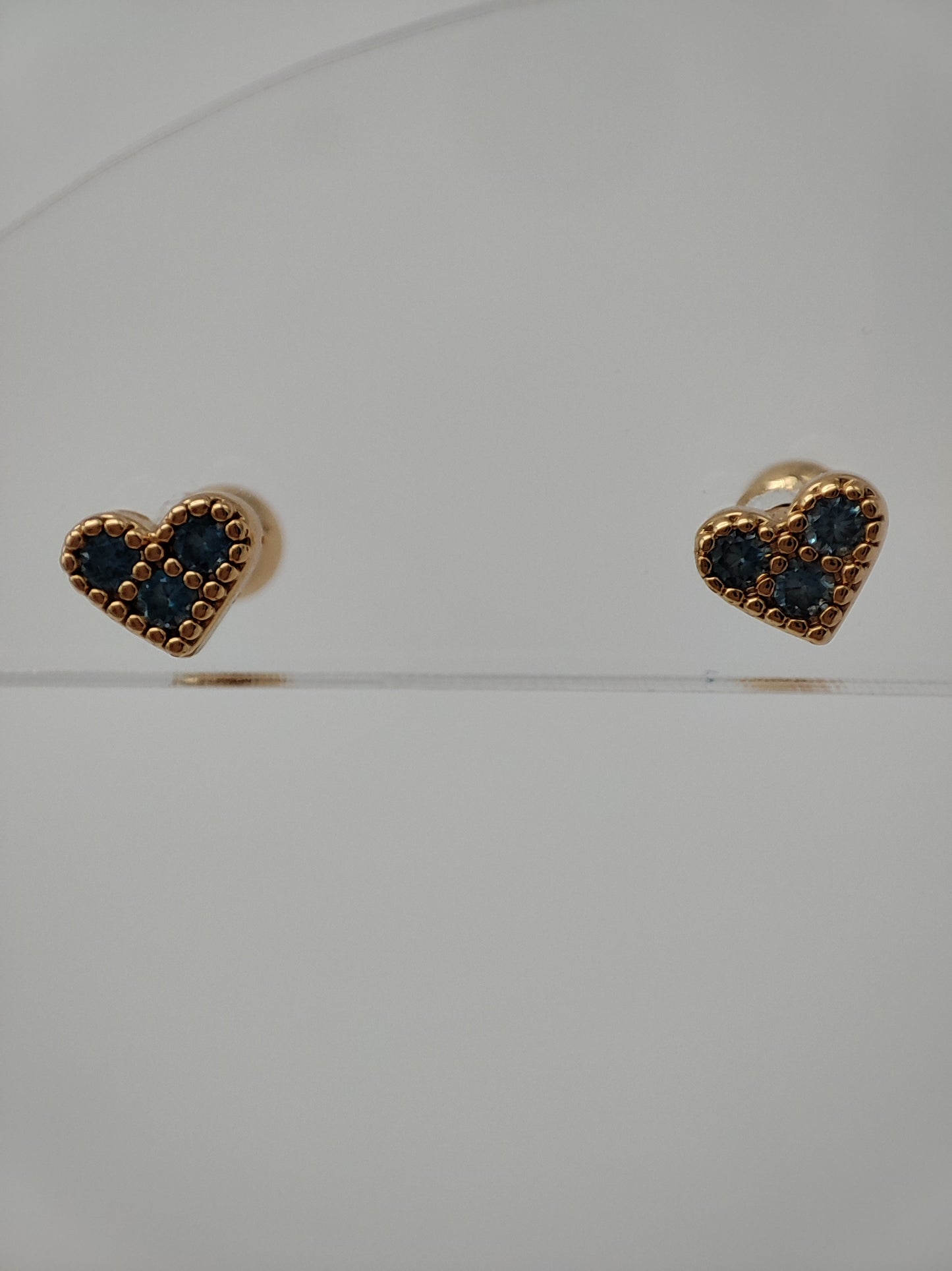Broqueles corazón con cristales azules