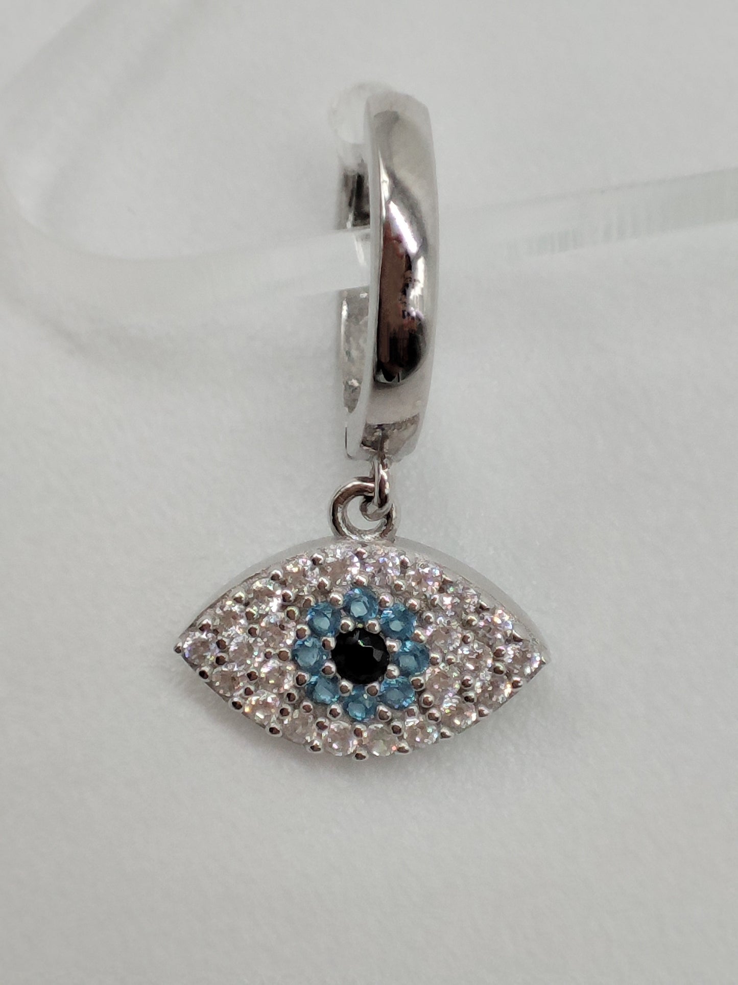 Aretes plata ojo azul con cristales