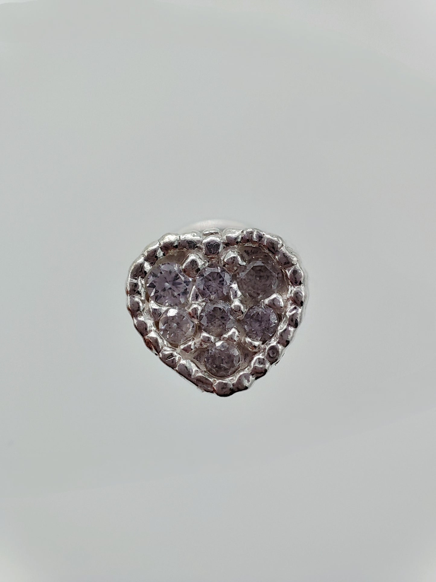 Broqueles corazón plata con cristales