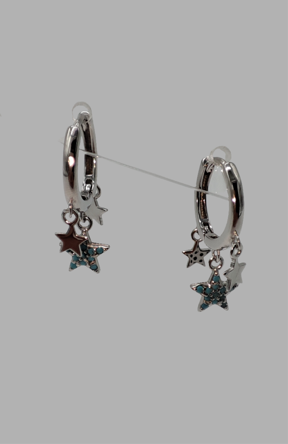 Aretes plata con dijes estrellas