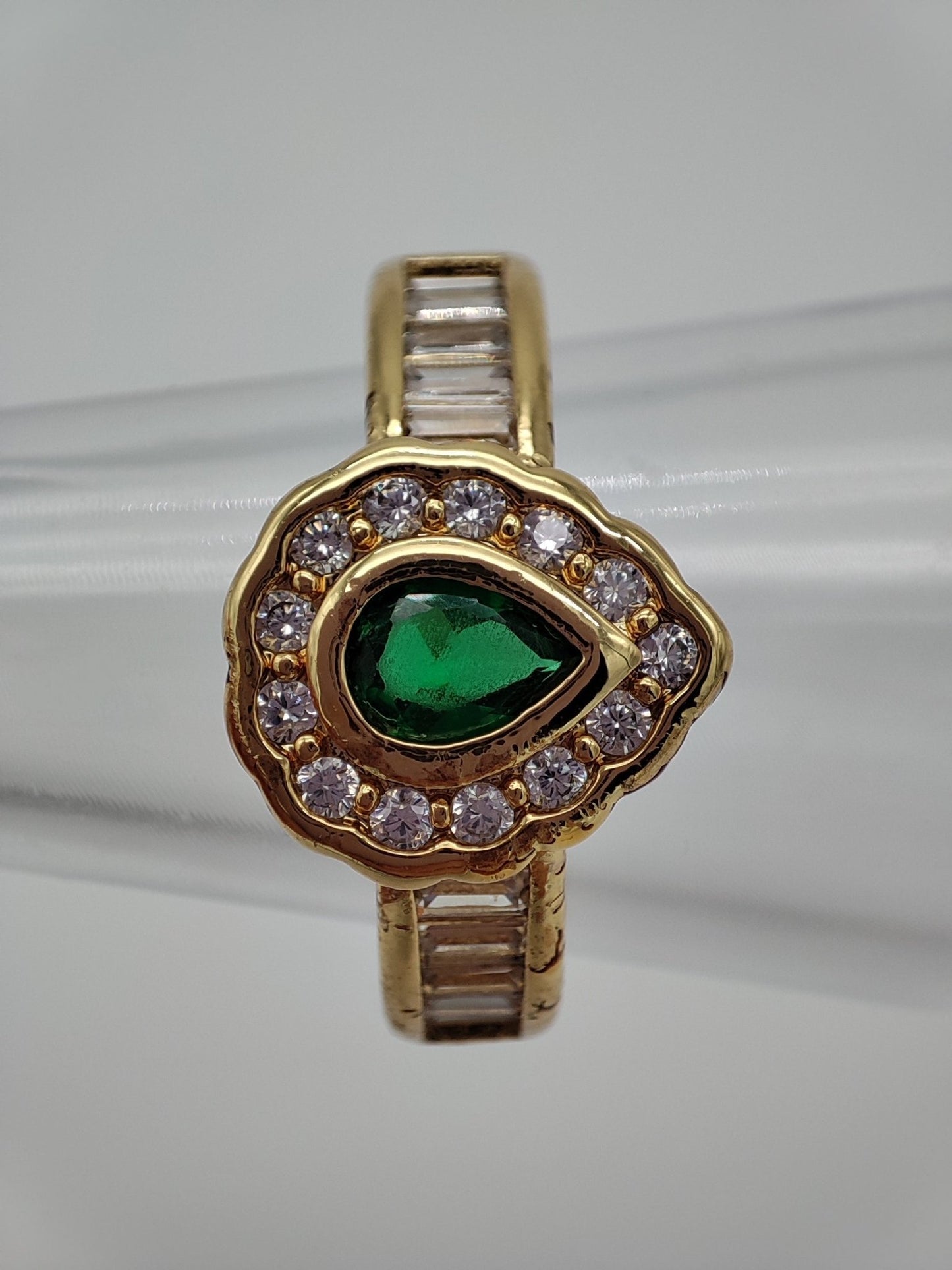 Anillo ajustable gota cristal verde - Love glam