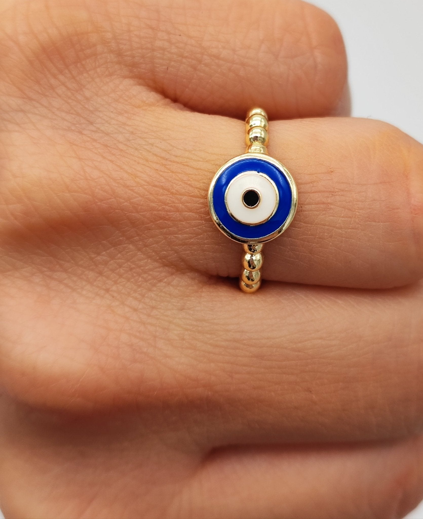 Anillo ajustable ojo azul marino - Love glam