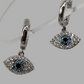 Aretes plata ojo azul con cristales