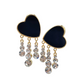 Aretes corazón negro con cristales