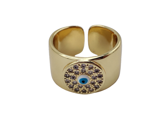 Anillo ajustable ancho con ojo