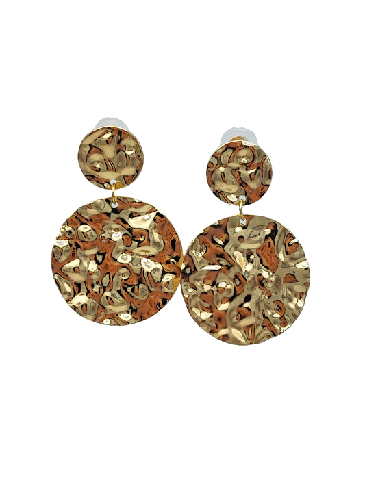 Aretes doble circulo martillado