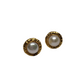 Aretes perla circulo dorado
