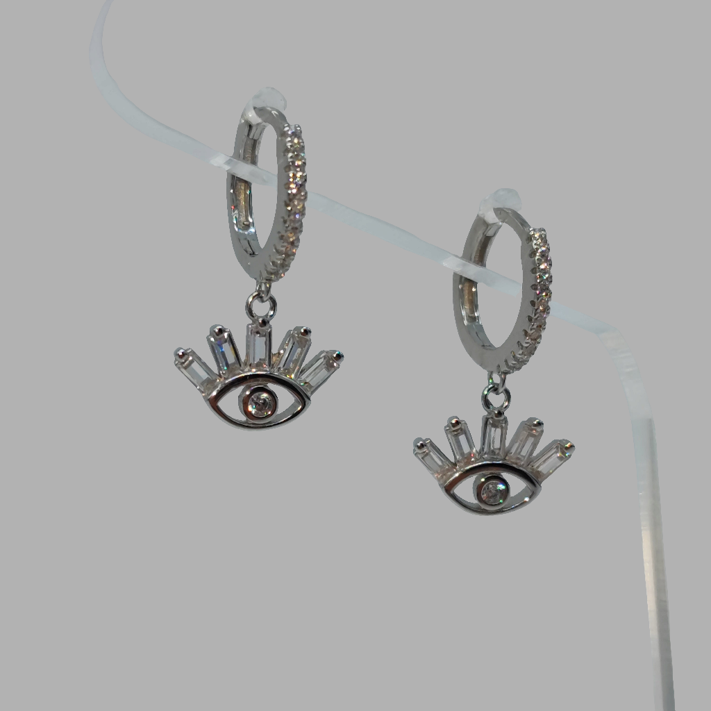 Aretes plata ojo con cristales