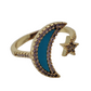 Anillo ajustable luna azul y estrella