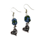 Aretes tejido azul/verde y corazón