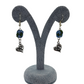 Aretes tejido azul/verde y corazón