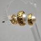 Aretes perla circulo dorado