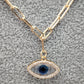 Collar dije ojo azul con fondo transparente y cristales