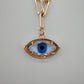 Collar dije ojo azul con fondo transparente y cristales