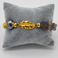 Pulsera piedras y perla con dije hoja