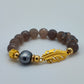 Pulsera piedras y perla con dije hoja