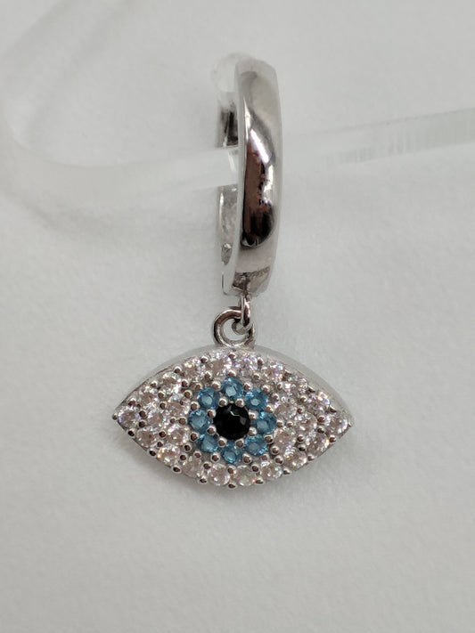 Aretes plata ojo azul con cristales