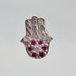 Broqueles manita plata con cristales rosas