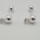 Broqueles bolita y cristal plata